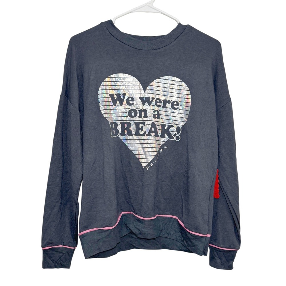 Friends TV Show We Were On A Break Sleep Top Womens Small Gray Pajama Sweatshirt